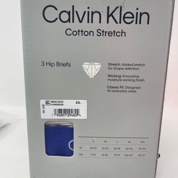 Calvin Klein Mens Size XXL Cotton Stretch Hip Briefs 3 pair classic fit NWT - Picture 2 of 8